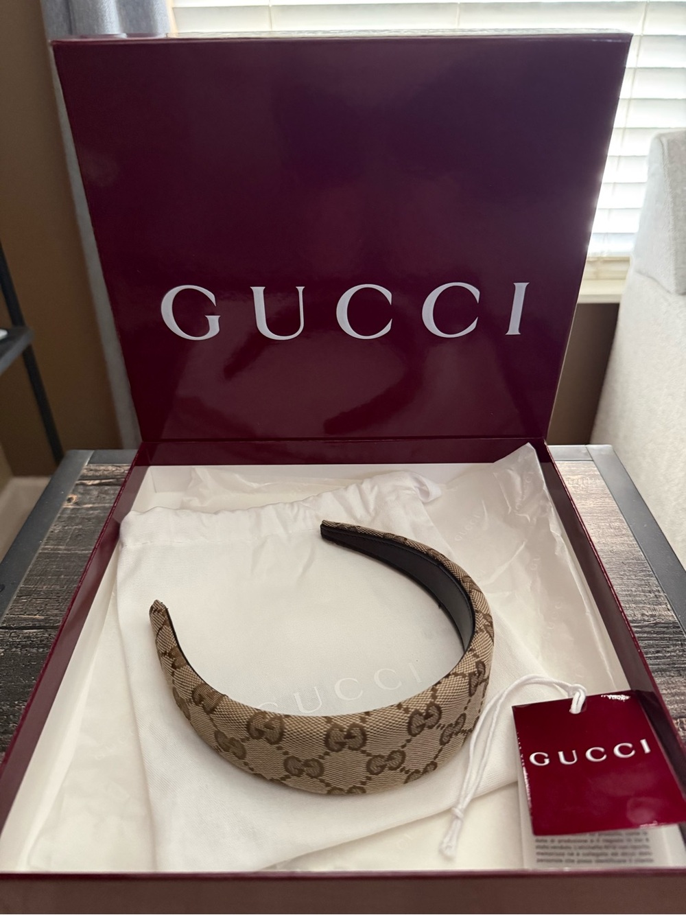 Gucci Beige GG Canvas Padded Headband